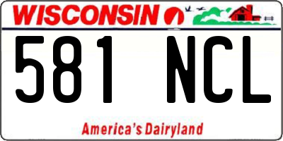 WI license plate 581NCL
