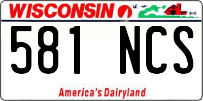 WI license plate 581NCS