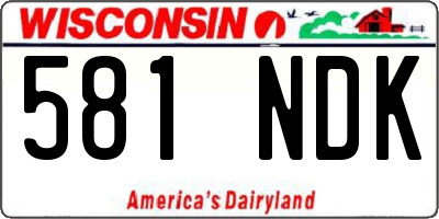 WI license plate 581NDK