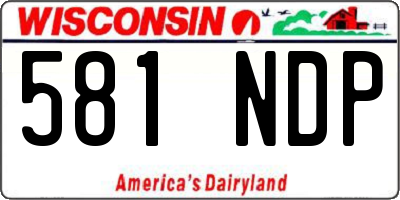WI license plate 581NDP