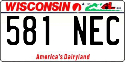 WI license plate 581NEC