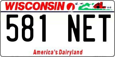 WI license plate 581NET