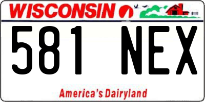 WI license plate 581NEX