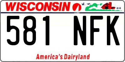 WI license plate 581NFK