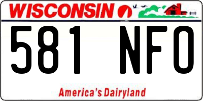 WI license plate 581NFO