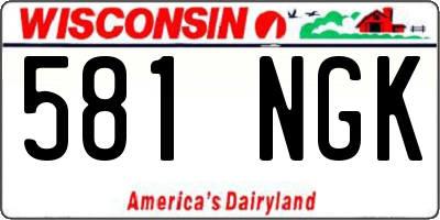 WI license plate 581NGK