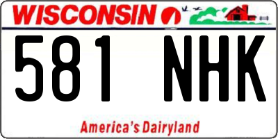 WI license plate 581NHK
