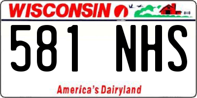 WI license plate 581NHS