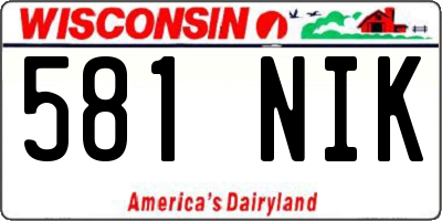 WI license plate 581NIK