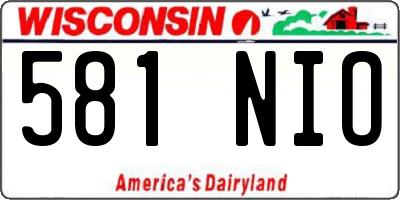 WI license plate 581NIO