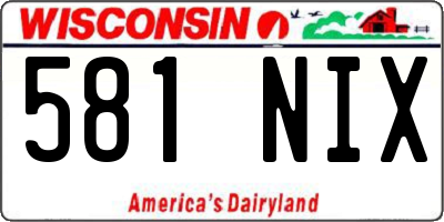 WI license plate 581NIX