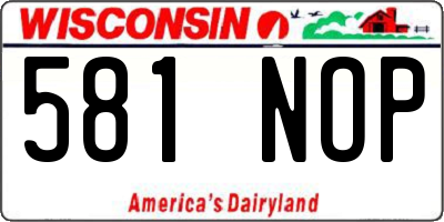 WI license plate 581NOP