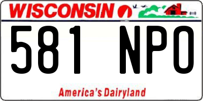 WI license plate 581NPO