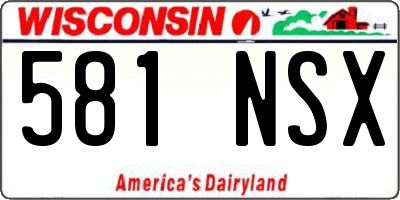 WI license plate 581NSX
