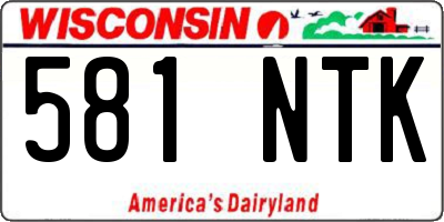 WI license plate 581NTK