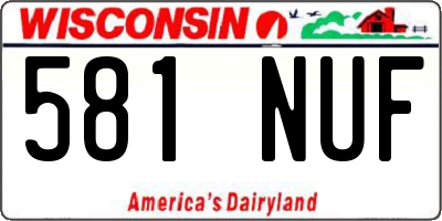 WI license plate 581NUF
