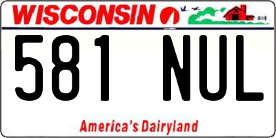 WI license plate 581NUL