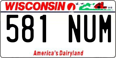 WI license plate 581NUM