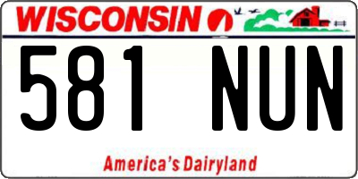 WI license plate 581NUN