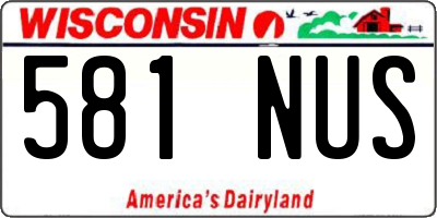 WI license plate 581NUS