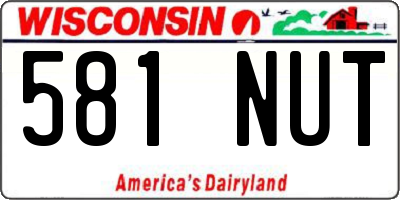 WI license plate 581NUT
