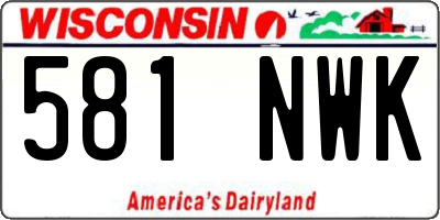 WI license plate 581NWK