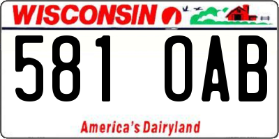 WI license plate 581OAB