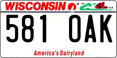 WI license plate 581OAK