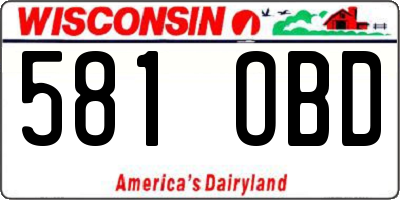 WI license plate 581OBD