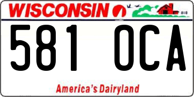 WI license plate 581OCA