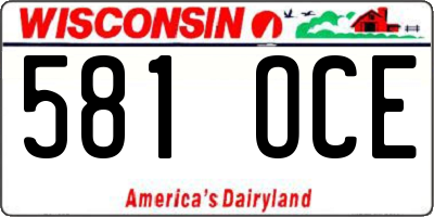 WI license plate 581OCE