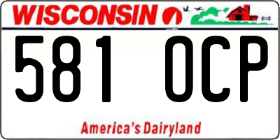 WI license plate 581OCP