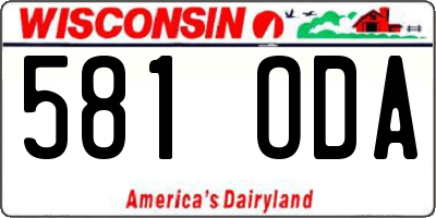 WI license plate 581ODA
