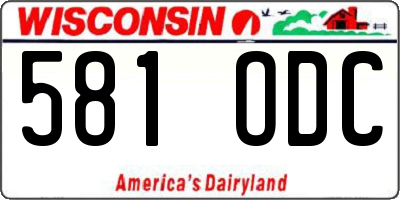 WI license plate 581ODC