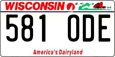 WI license plate 581ODE