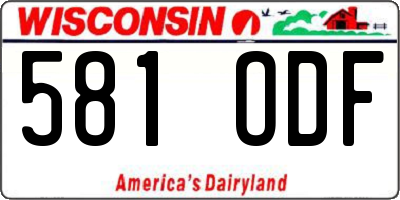 WI license plate 581ODF