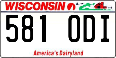 WI license plate 581ODI