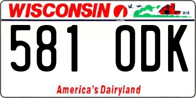 WI license plate 581ODK