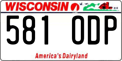 WI license plate 581ODP