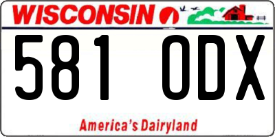 WI license plate 581ODX