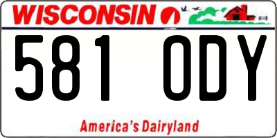 WI license plate 581ODY
