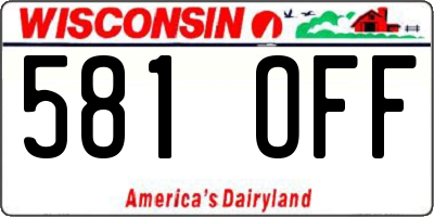 WI license plate 581OFF