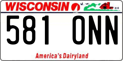 WI license plate 581ONN
