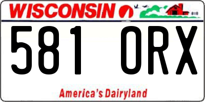 WI license plate 581ORX