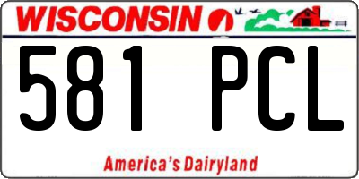 WI license plate 581PCL