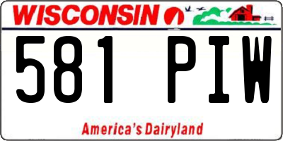 WI license plate 581PIW