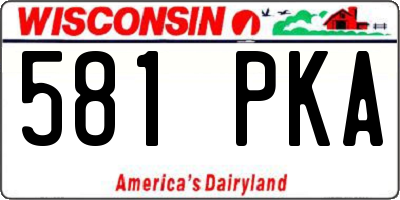 WI license plate 581PKA