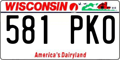 WI license plate 581PKO