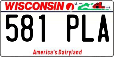 WI license plate 581PLA