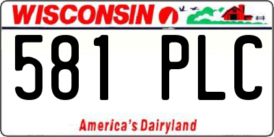 WI license plate 581PLC